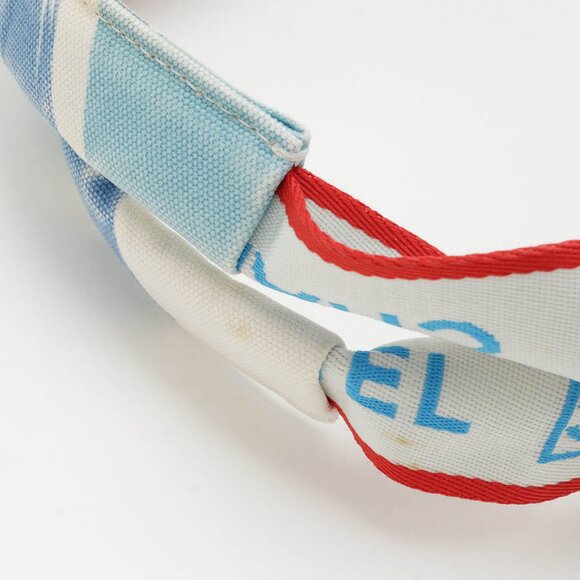 Authentic CHANEL CC Surf Line High Summer Tote Bag Canvas Shoulder Bag Blue - Picture 4 of 8